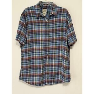 L.L.Bean short-sleeve button-up plaid shirt sz L barn chore outdoor heritage